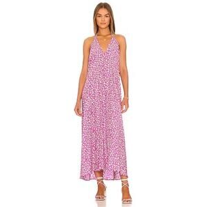 Natalie Martin Lola Silk V-Neck Midi Dress Pomegranate Lilac
